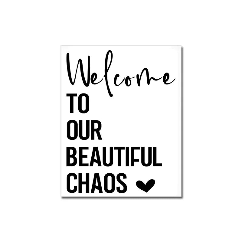 Welcome Canvas Wall Art White Poster Living Bedroom Decor 