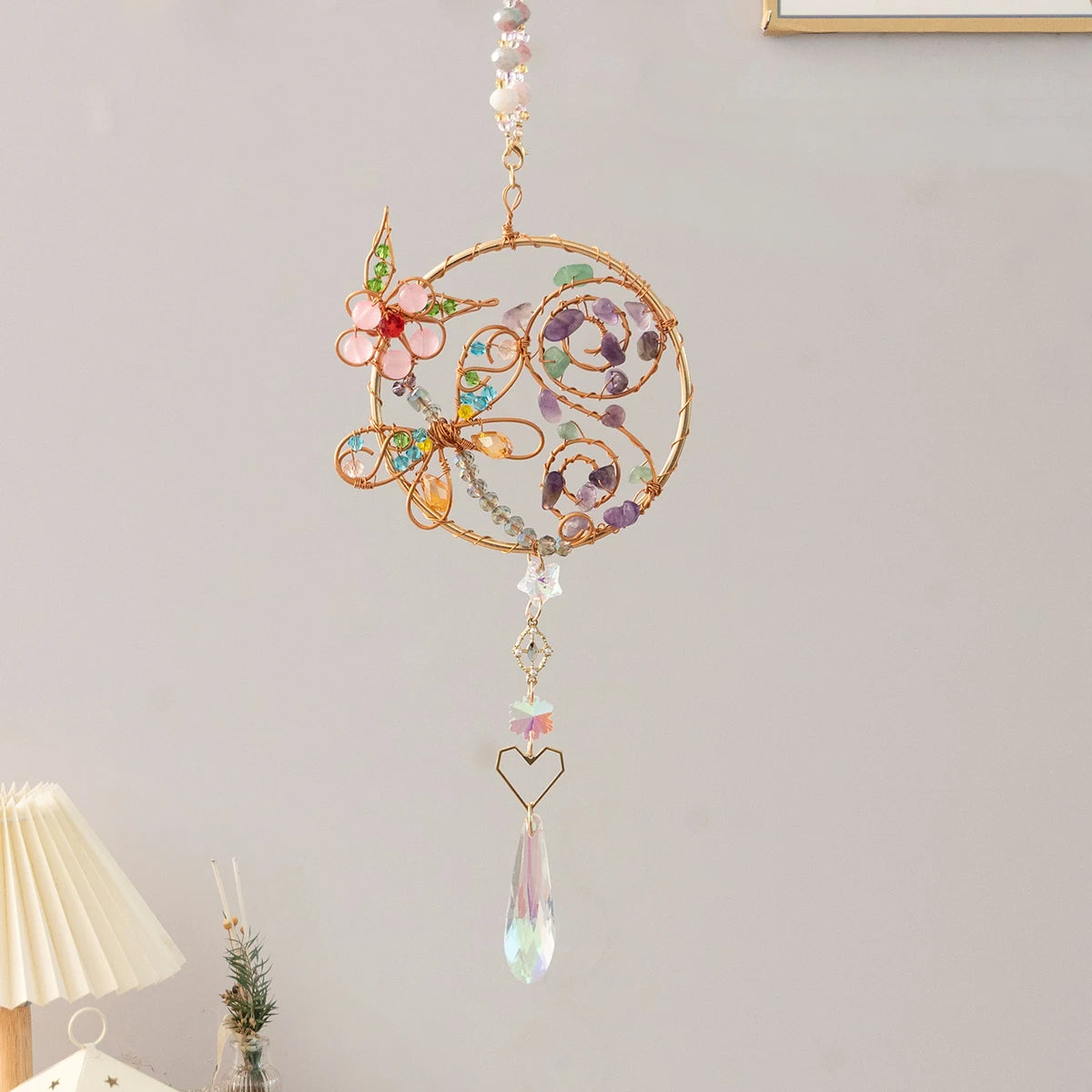 Crystal Dragonfly Sun Catcher Prism, Home and Garden Hanging Decorations, Art 
