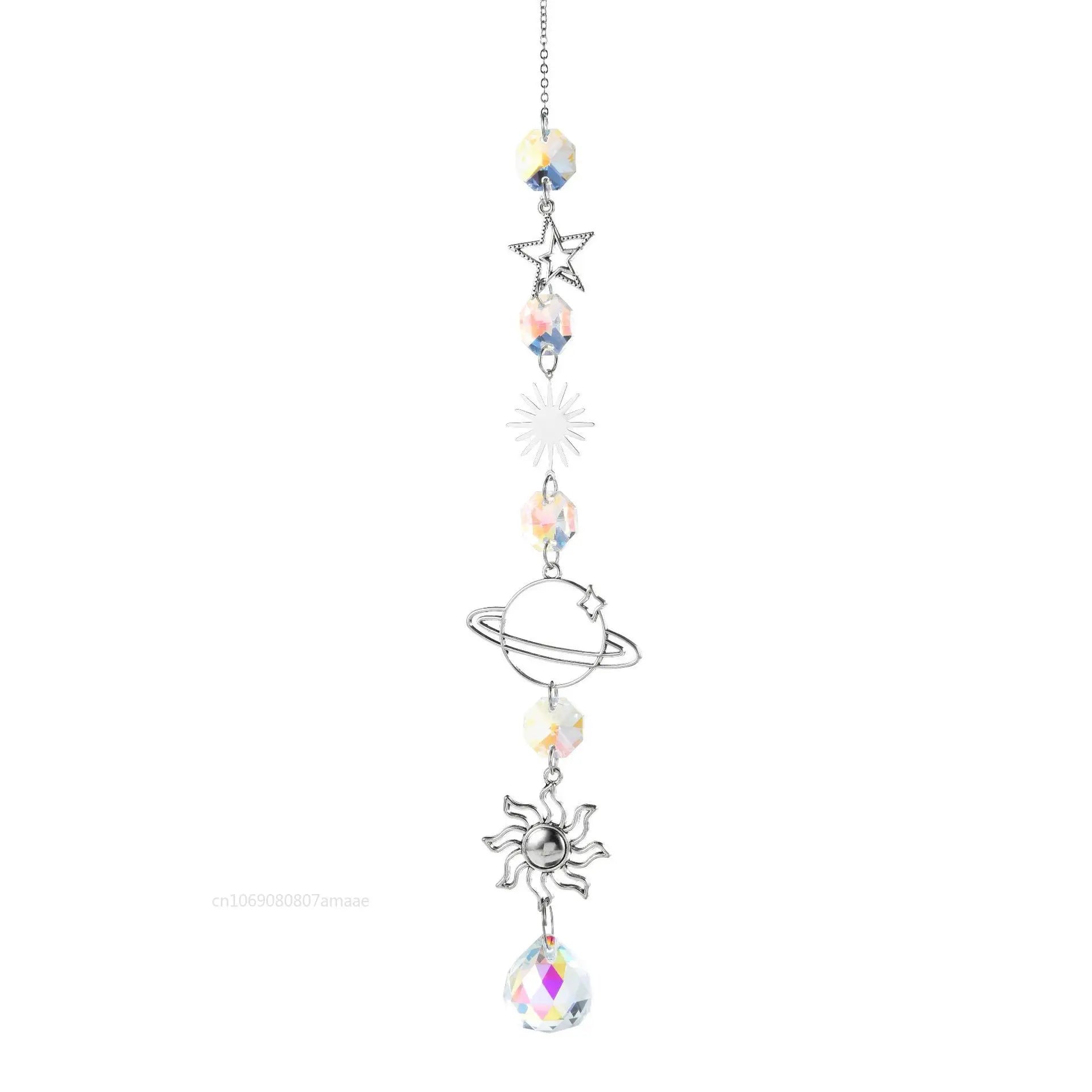 Galaxy Suncatcher Crystal Moon and Stars Hanging Garden Decoration Sun Catcher Rainbow Maker 