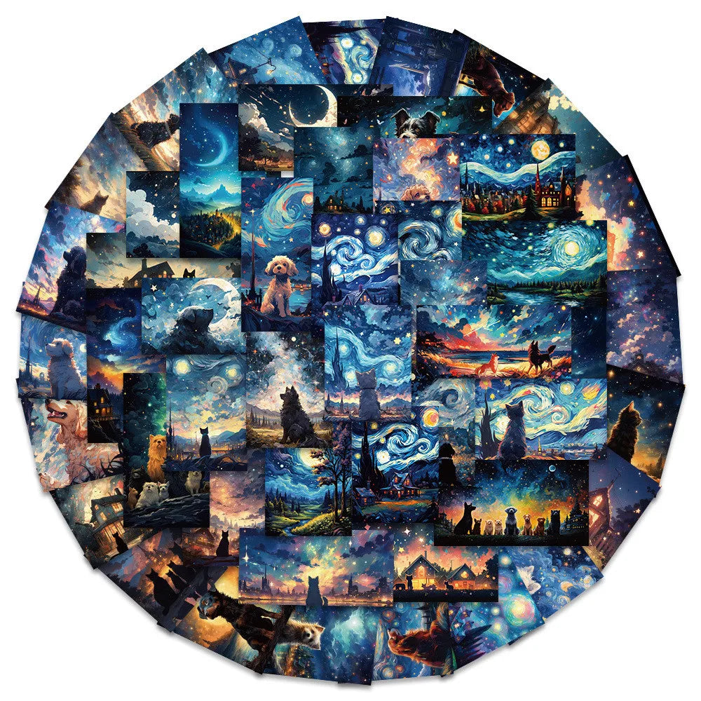 50-Piece Dreamy Starry Sky Dog Stickers - Decorative Decals for Notebooks, Laptops, Journals, Phone Cases 