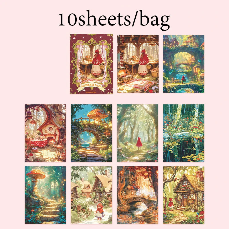 10 Sheets Dreamy Fairy Tale Stickers Theme, Fit for DIY, Scrapbook, Phone Case, Notebook & More Decorations 