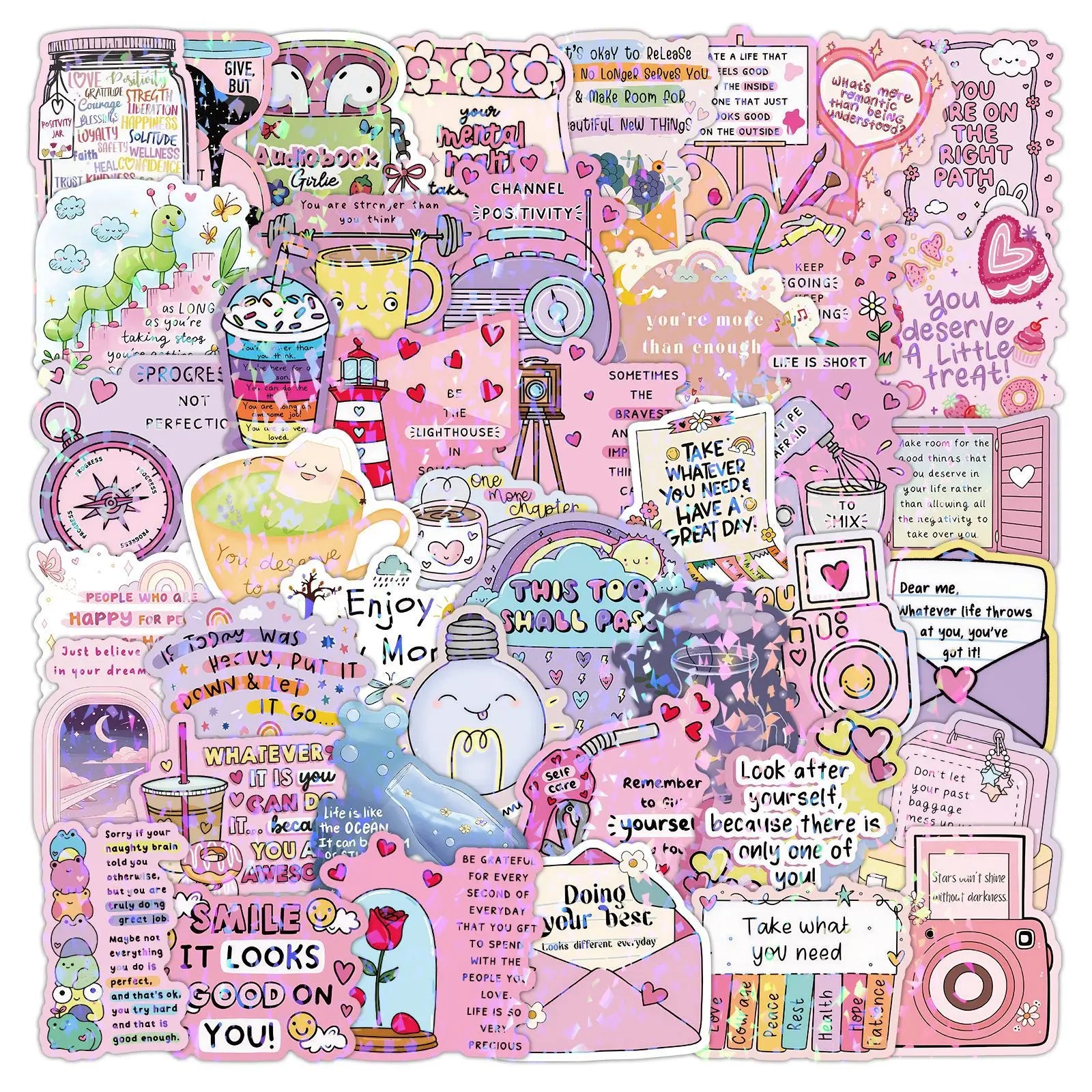 50Pcs Bright Fun Inspirational Stickers Motivational Stickers Phone Laptop Decals 