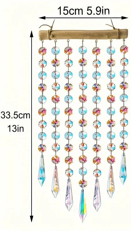 Glass Suncatcher Wooden Hanging Crystal Rainbow Maker, Crystal Chains 