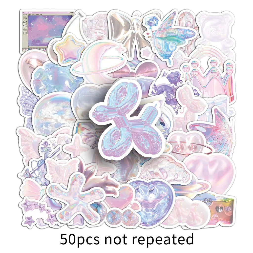50 Pcs Light Dreamy Soft Cute Creative Stickers - Decor Decals 