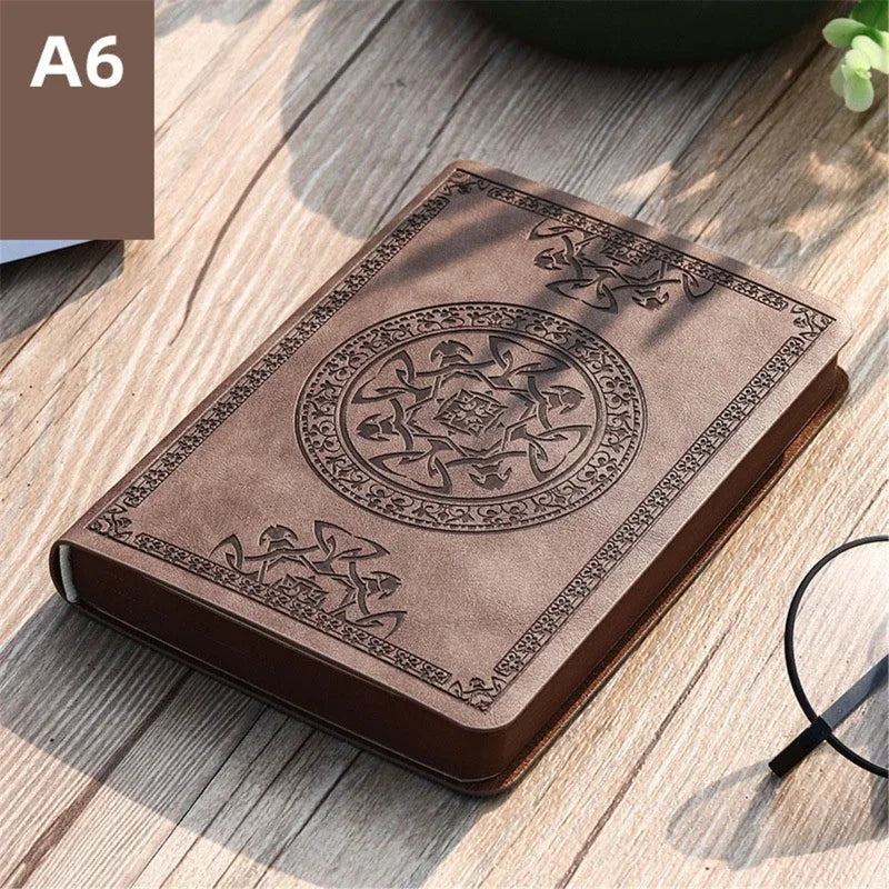 Portable Vintage Leather Notebook Diary Journal Pocket Size 140 Sheets 