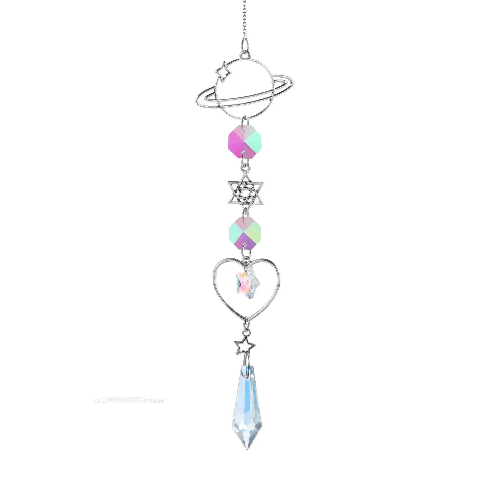 Galaxy Suncatcher Crystal Moon and Stars Hanging Garden Decoration Sun Catcher Rainbow Maker 