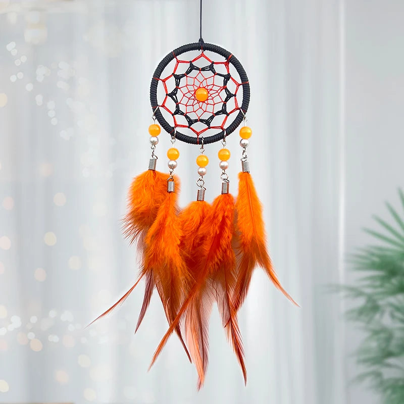 Blue or Orange Mini Dream Catcher Car Pendant Bedroom Wall Hanging Decor 