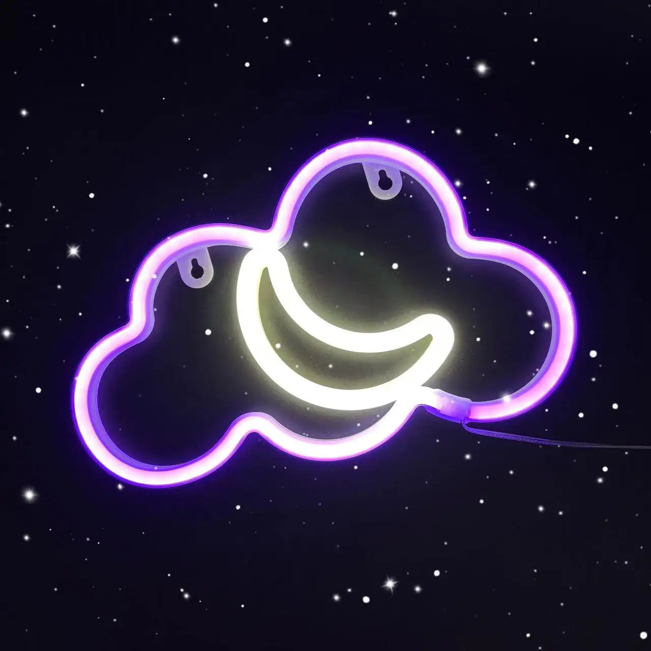 Moon Cloud LED Neon Sign with USB/Battery for Bedroom, Wall Decor, Lighting 