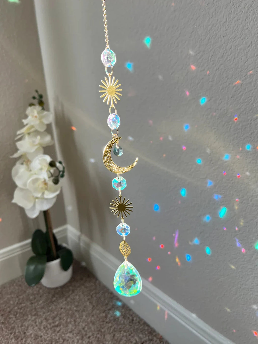 Moon Crystal Suncatcher, Prism, Hanging Decor 