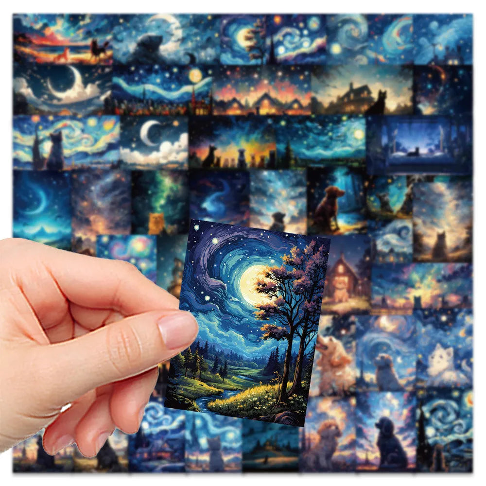 50-Piece Dreamy Starry Sky Dog Stickers - Decorative Decals for Notebooks, Laptops, Journals, Phone Cases 