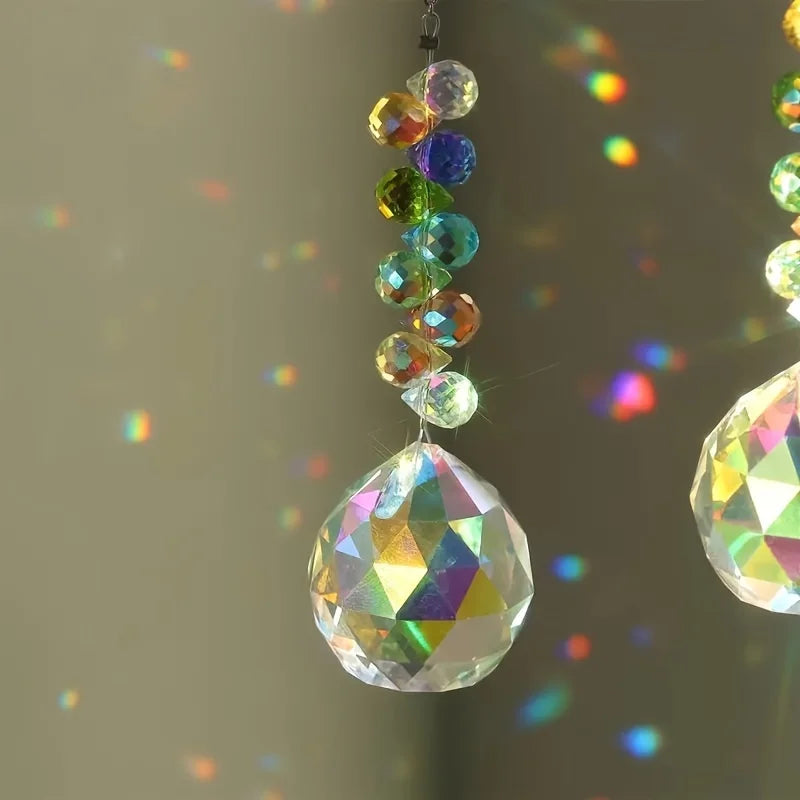 Crystal Ball Sun Catcher - Hanging Prism For Garden & Home Decor, Rainbow Pendant 