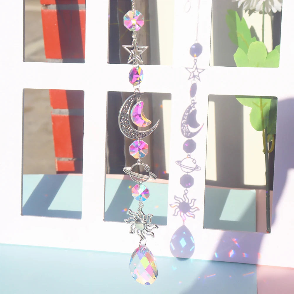 1pc Moon or Heart Crystal Sun Catcher, Prism, Home Garden Decor 