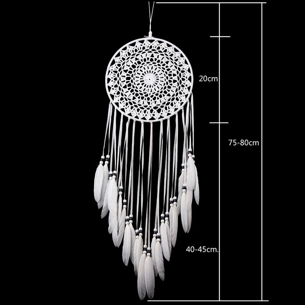 Large Dream Catcher White Woven  Feathers Decoration Nordic Style Dreamcatcher 