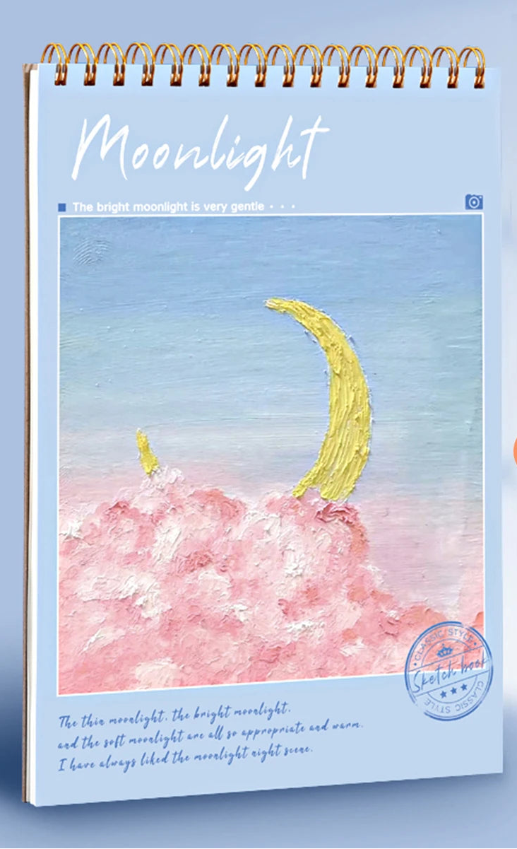 Moonlight Sketchbook A4 Drawing Paper No bleed Supplies for Artist Watercolor Oil Painting Stationery Supplies 
