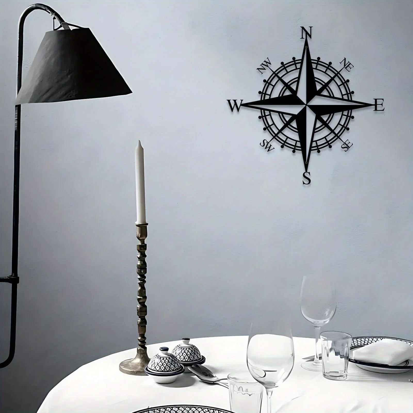 Metal Compass Wall Art Decoration, Home Decor, Living Room 