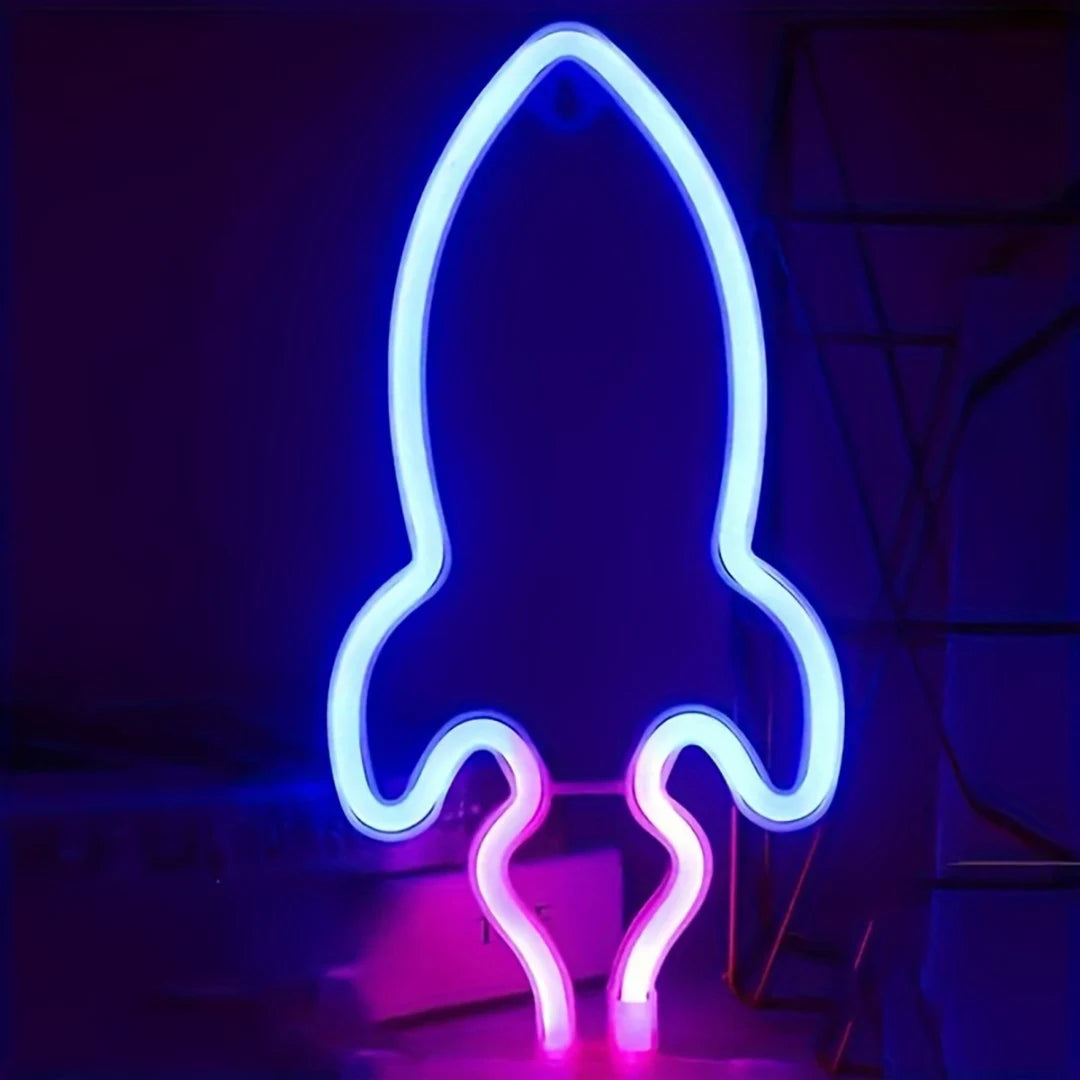 Rocket Ship neon light battery/USB power supply, game room, bedroom decoration 