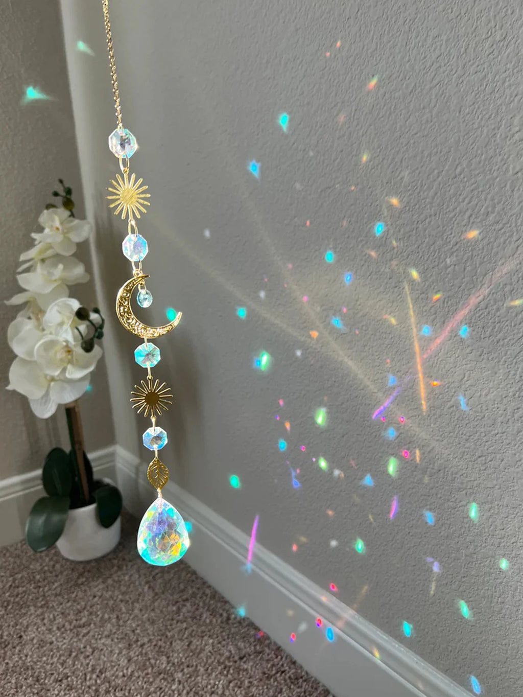 Moon Crystal Suncatcher, Prism, Hanging Decor 
