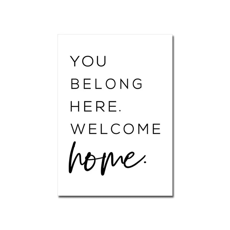 Welcome Canvas Wall Art White Poster Living Bedroom Decor 