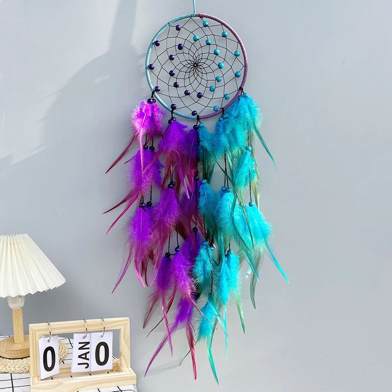 Two Tone Purple Blue Dream Catcher, Handmade Feather Decoration Home Accessory 