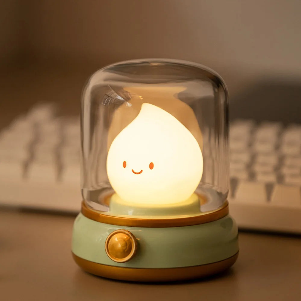 LED Flameless Candle Night Light Room Decoration USB Dimmable Lamps 