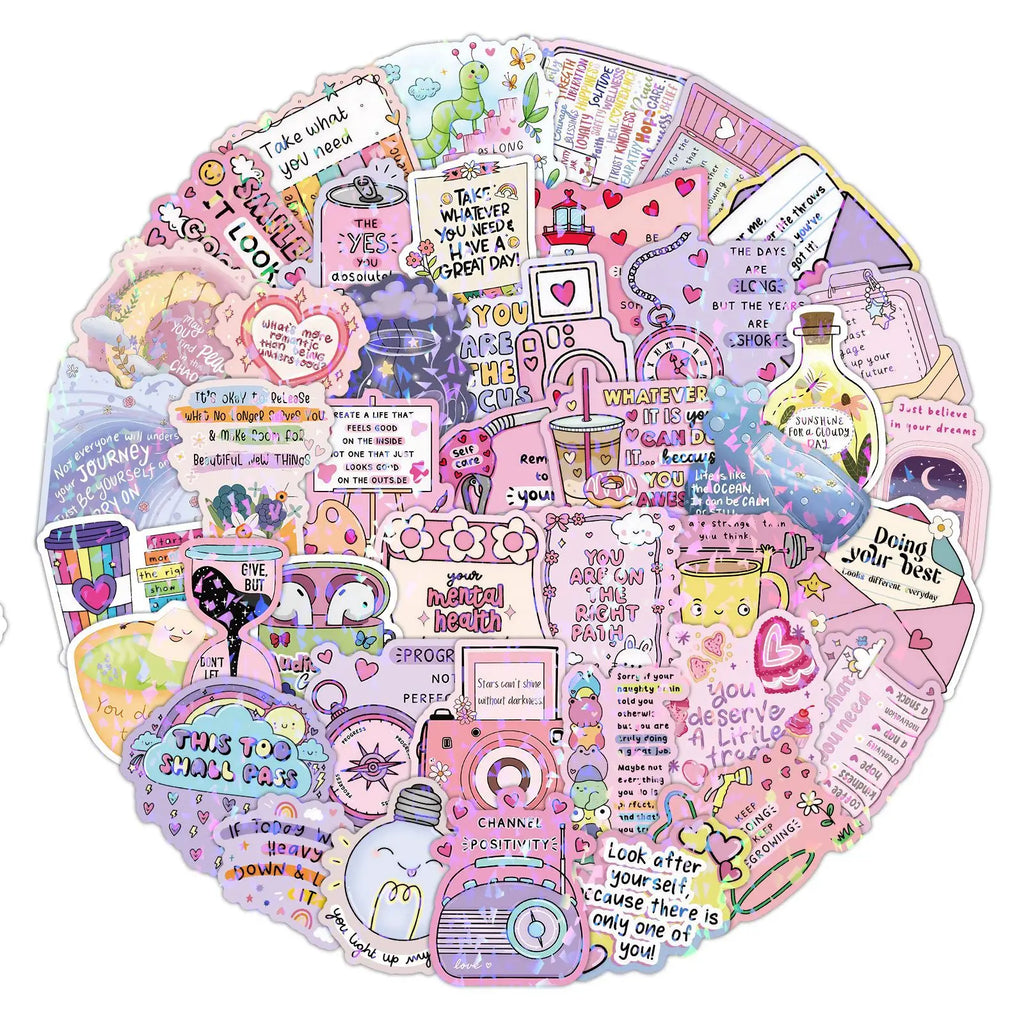 50Pcs Bright Fun Inspirational Stickers Motivational Stickers Phone Laptop Decals 