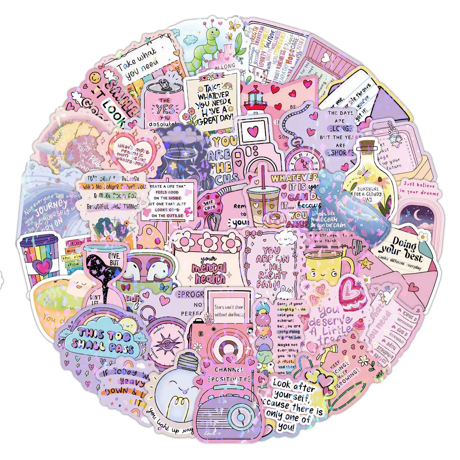 50Pcs Bright Fun Inspirational Stickers Motivational Stickers Phone Laptop Decals 