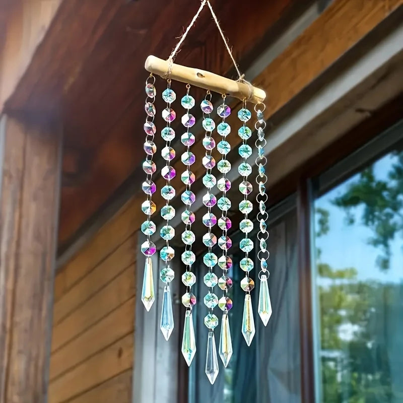 Glass Suncatcher Wooden Hanging Crystal Rainbow Maker, Crystal Chains 