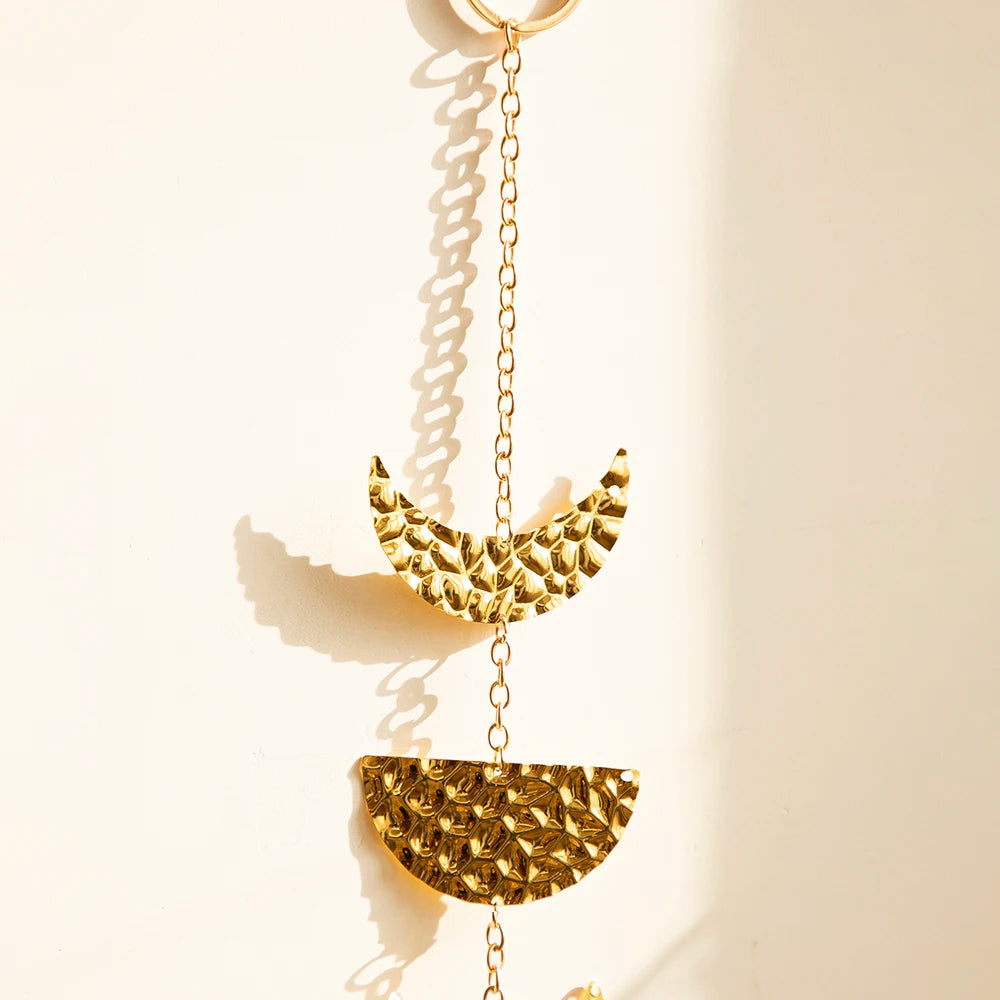 Gold Moon Phases Wall Hanging Boho Metal Moon Garland Wall Art Aesthetic Living Room 