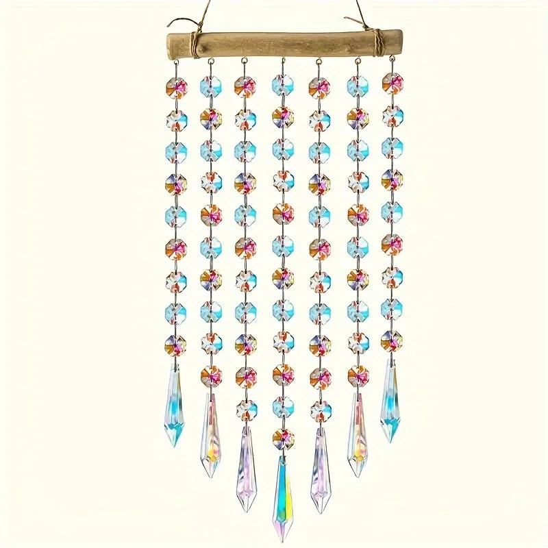 Glass Suncatcher Wooden Hanging Crystal Rainbow Maker, Crystal Chains 