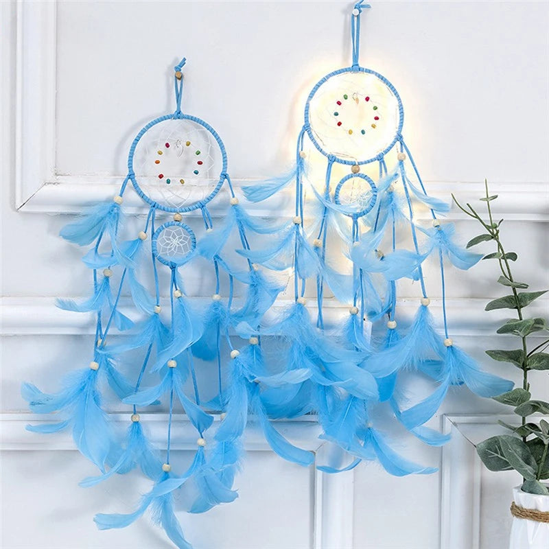Blue Pastel Dream Catcher, Light and Home Decor, Wall Hanging 