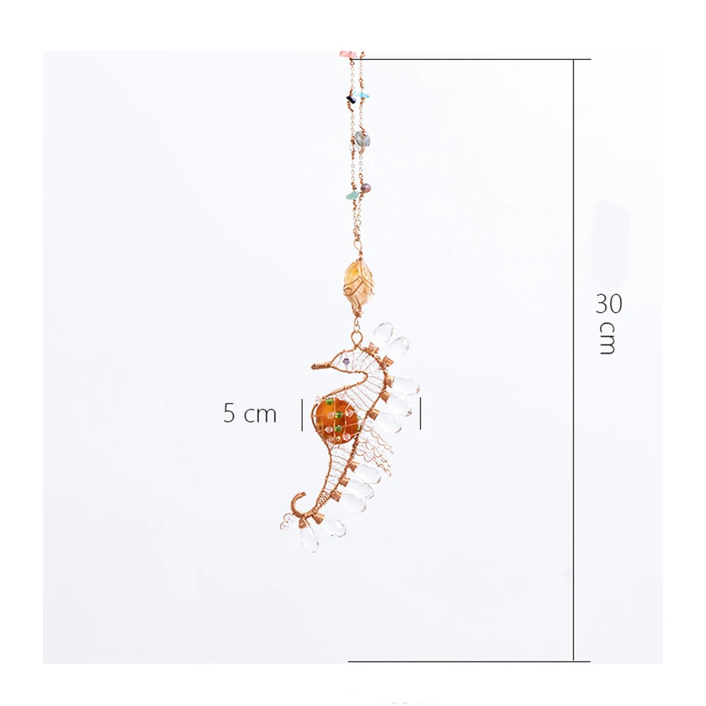 Crystal Seahorse Sun Catcher Prism, Home and Garden Hanging Decorations, Art 