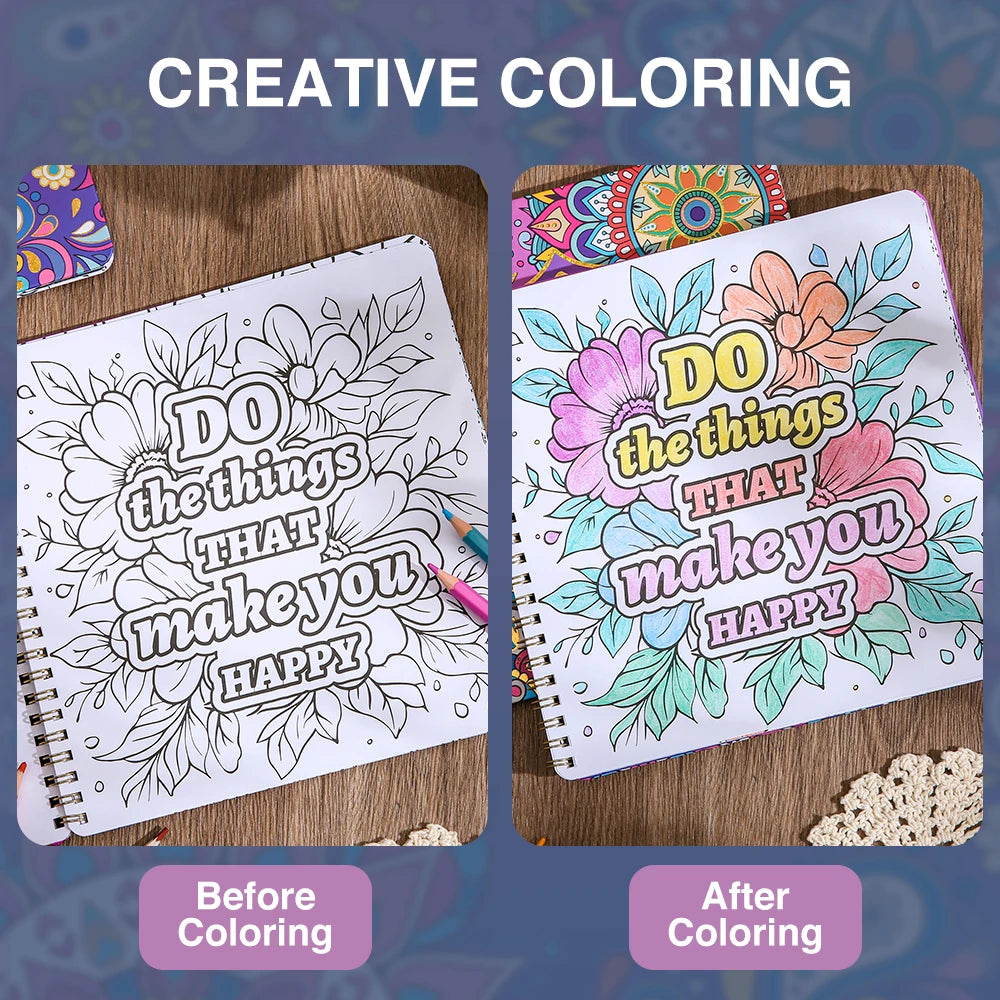 Inspirational Text Coloring Books With Flowers Sketchbooks For Relaxation 