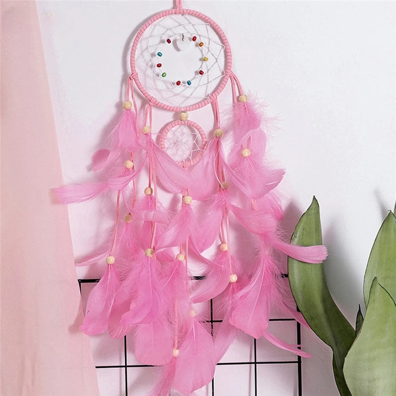 Pink Pastel Dream Catcher, Light and Home Decor, Wall Hanging 