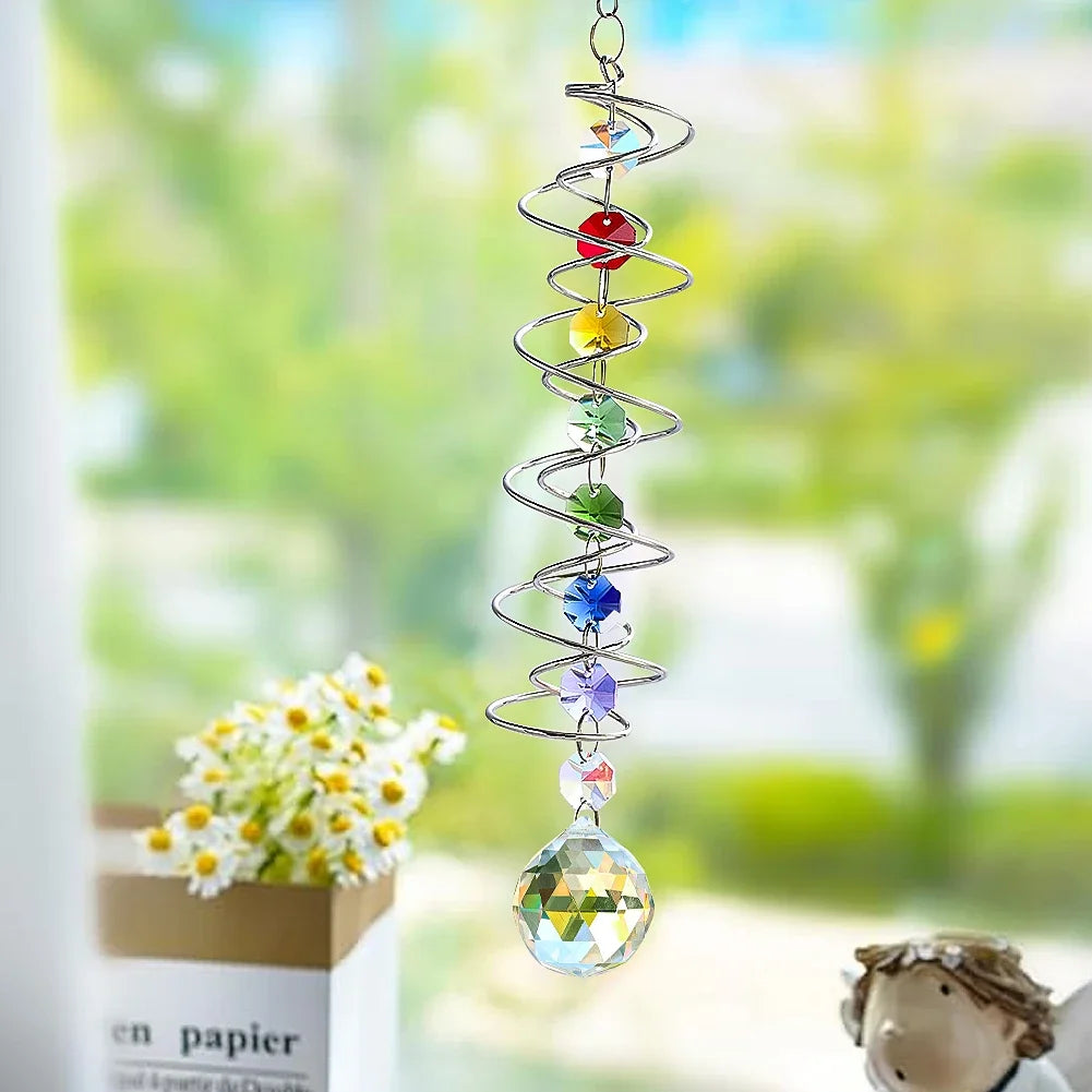 Rainbow Crystals Spiral Crystal Ball Suncatcher, Rainbow Maker, Garden and Outdoor 