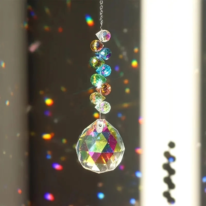 Crystal Ball Sun Catcher - Hanging Prism For Garden & Home Decor, Rainbow Pendant 