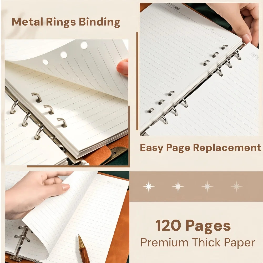 Vintage Leather Journal 120 pages, Embossed Tree of Life Travel Notebook, Refillable Writing Diary 