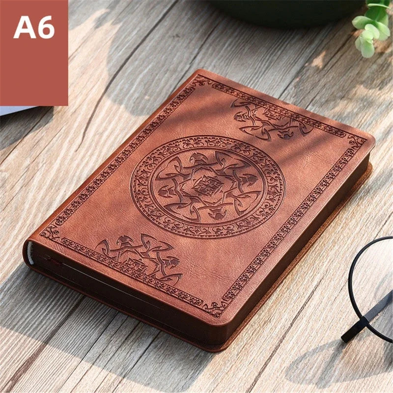 Portable Vintage Leather Notebook Diary Journal Pocket Size 140 Sheets 