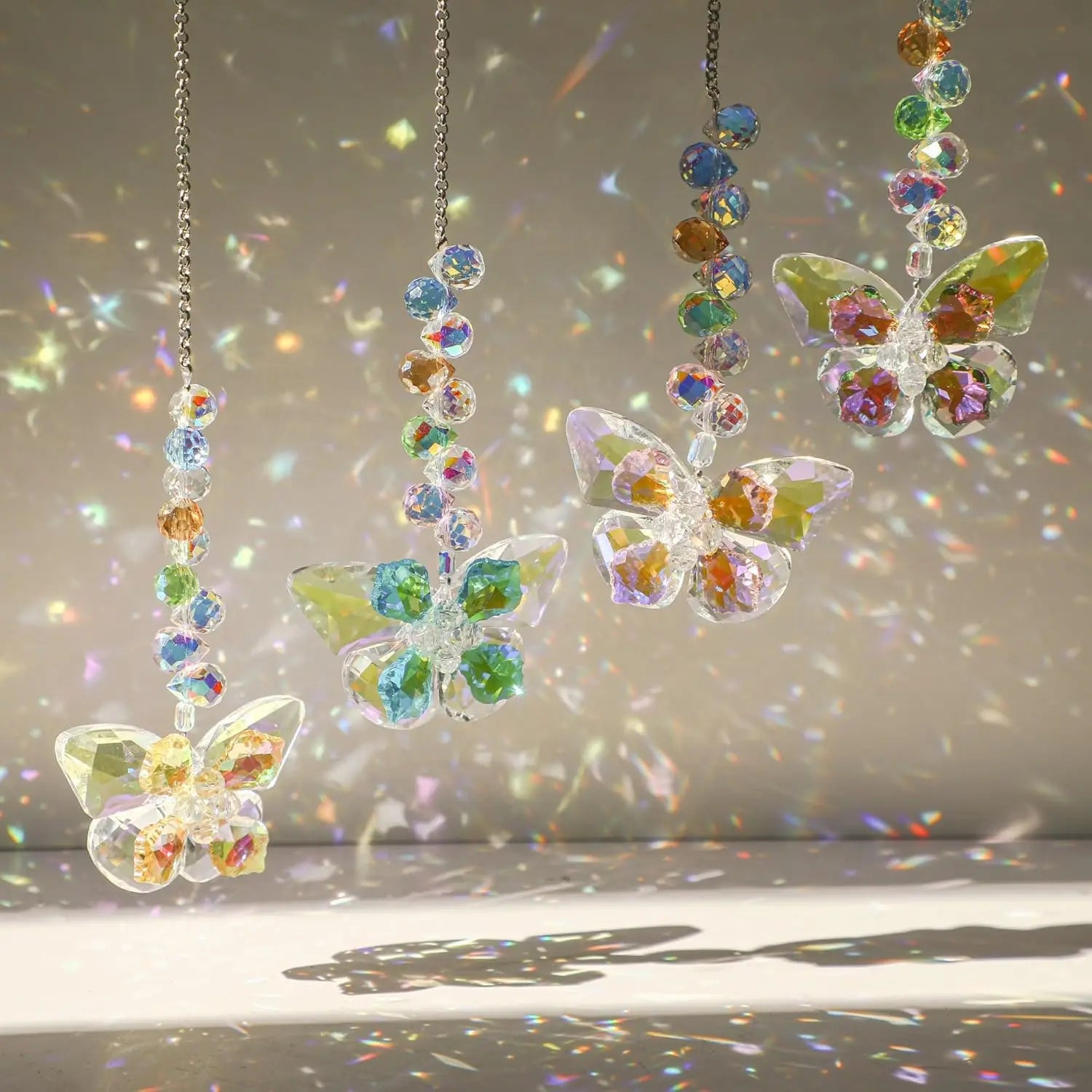Crystal Butterfly Suncatchers for Window Hanging Ornaments, Rainbow Maker Indoor Outdoor Patio Garden Decor Gifts 