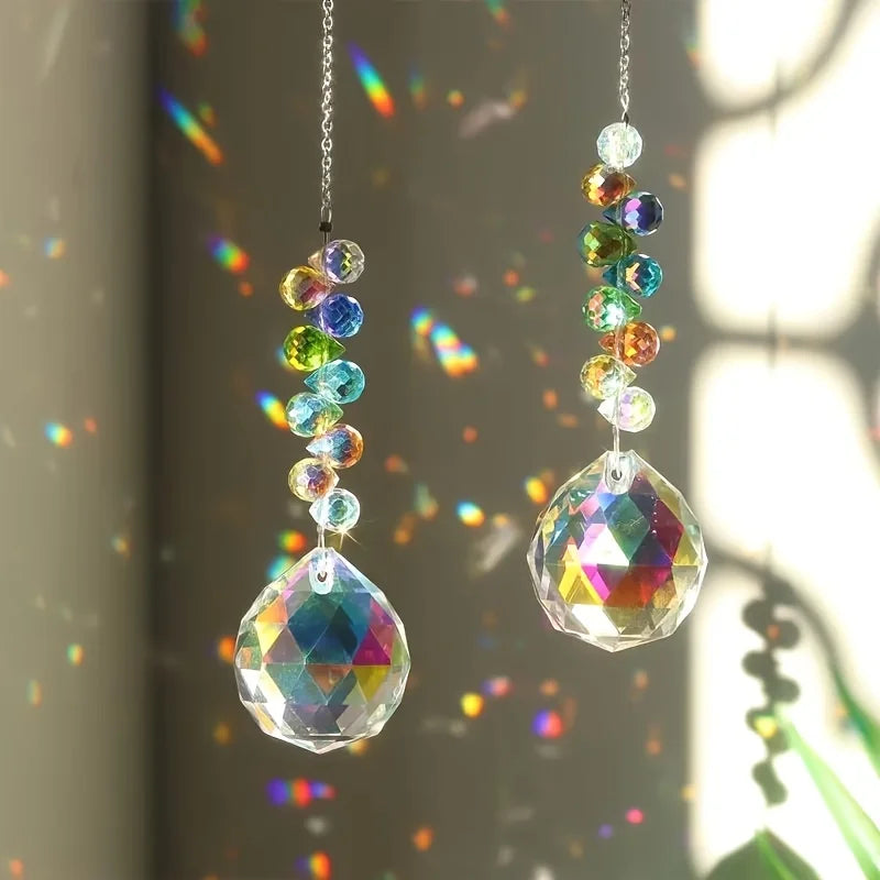 Crystal Ball Sun Catcher - Hanging Prism For Garden & Home Decor, Rainbow Pendant 
