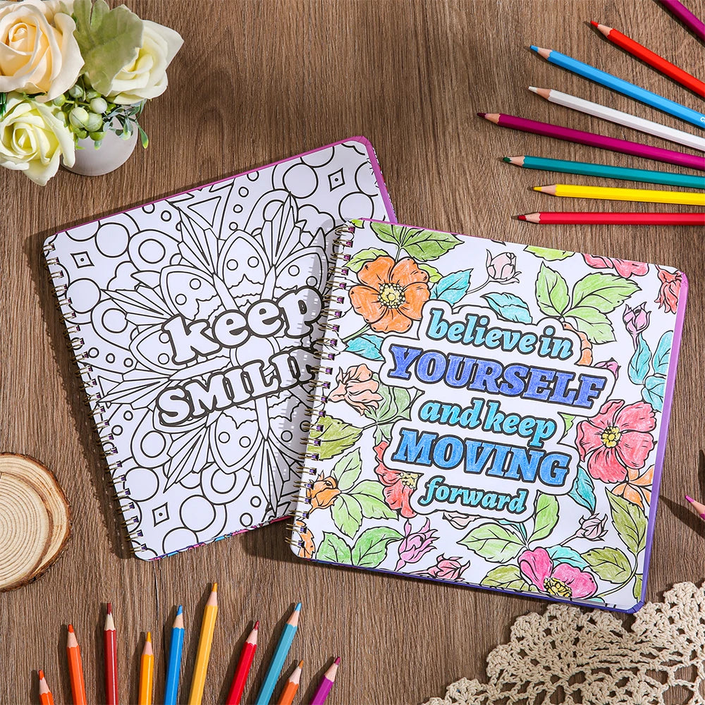 Inspirational Text Coloring Books With Flowers Sketchbooks For Relaxation 