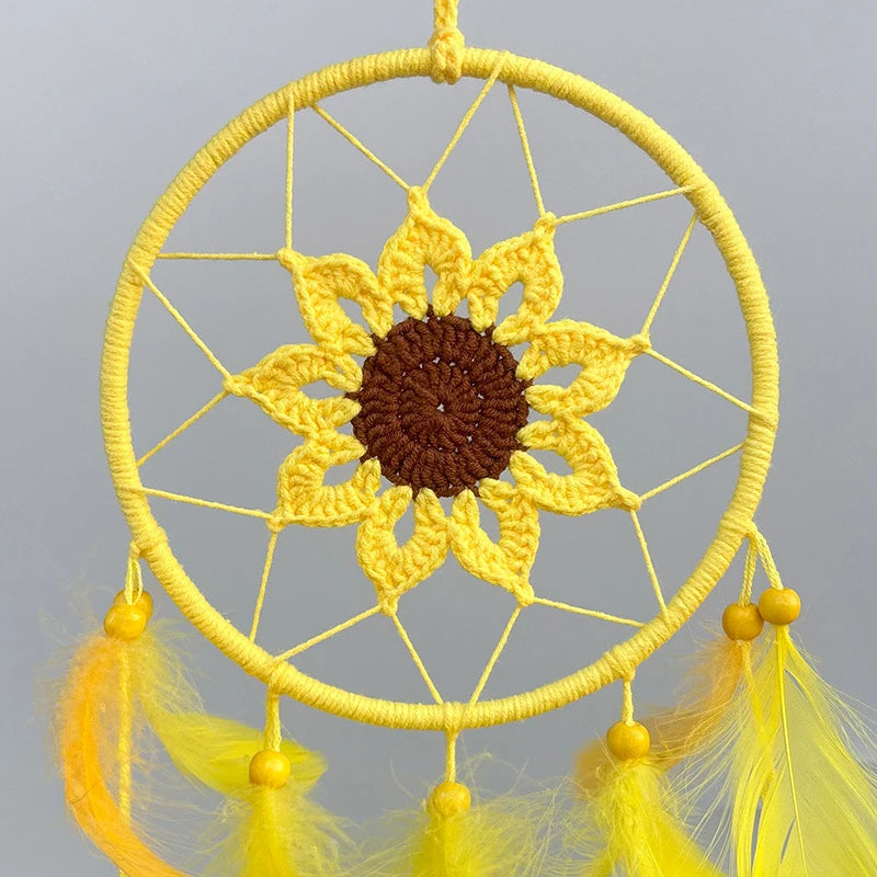 Fun Crochet Sunflower Dream Catcher, Wall Hanging Decor 