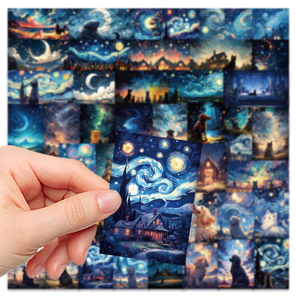 50-Piece Dreamy Starry Sky Dog Stickers - Decorative Decals for Notebooks, Laptops, Journals, Phone Cases 