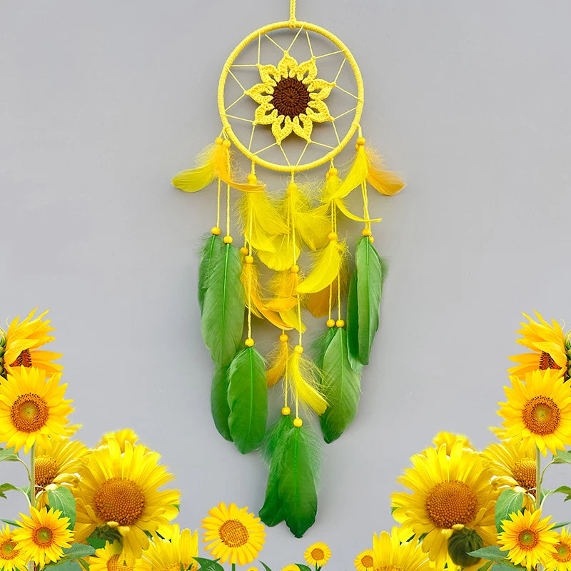 Fun Crochet Sunflower Dream Catcher, Wall Hanging Decor 