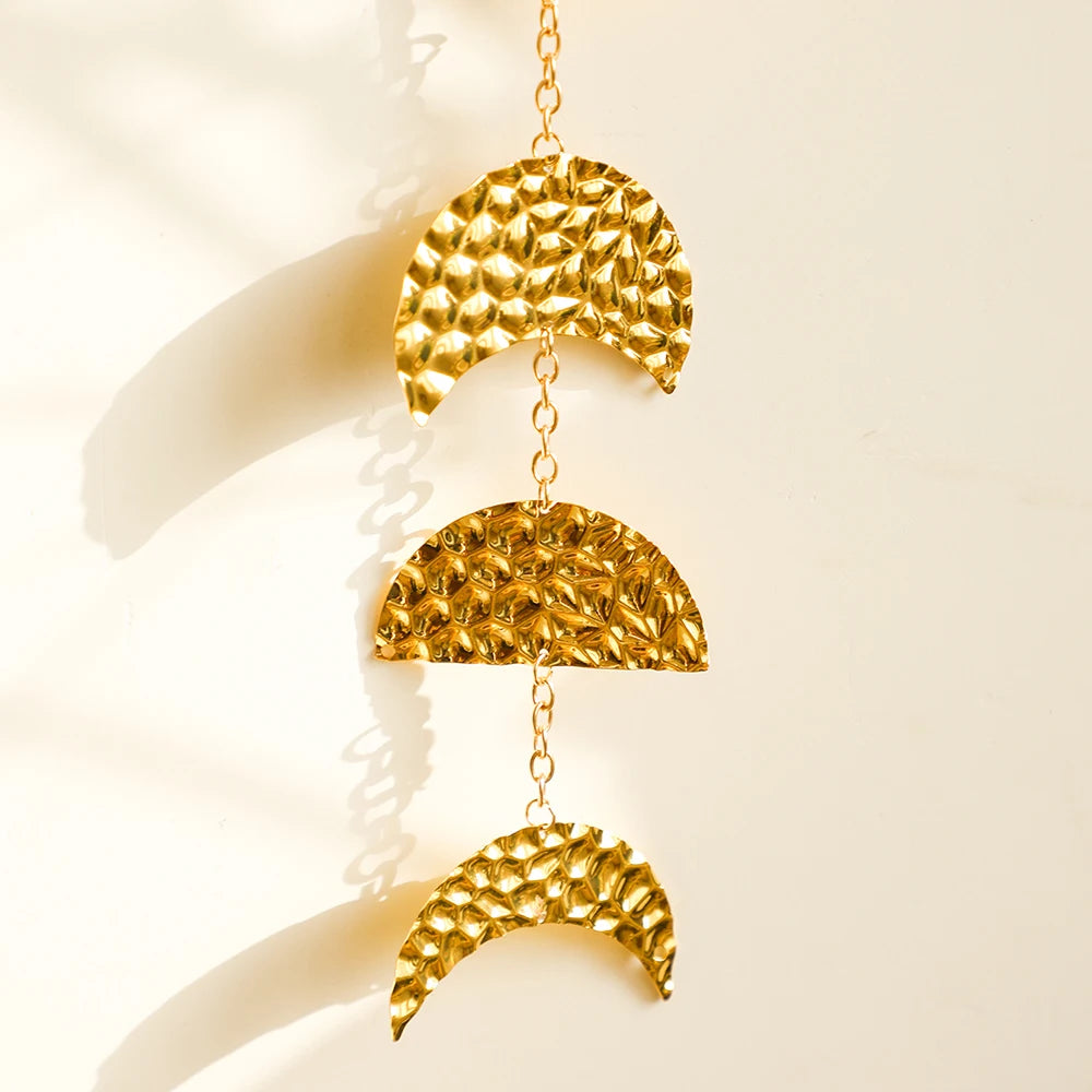Gold Moon Phases Wall Hanging Boho Metal Moon Garland Wall Art Aesthetic Living Room 