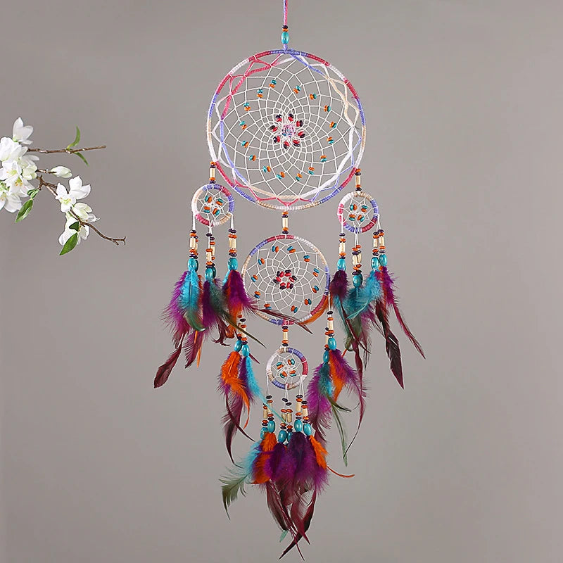 Multi-Color Five Ring Dream Catcher, Home Decoration, Wall Hanging 