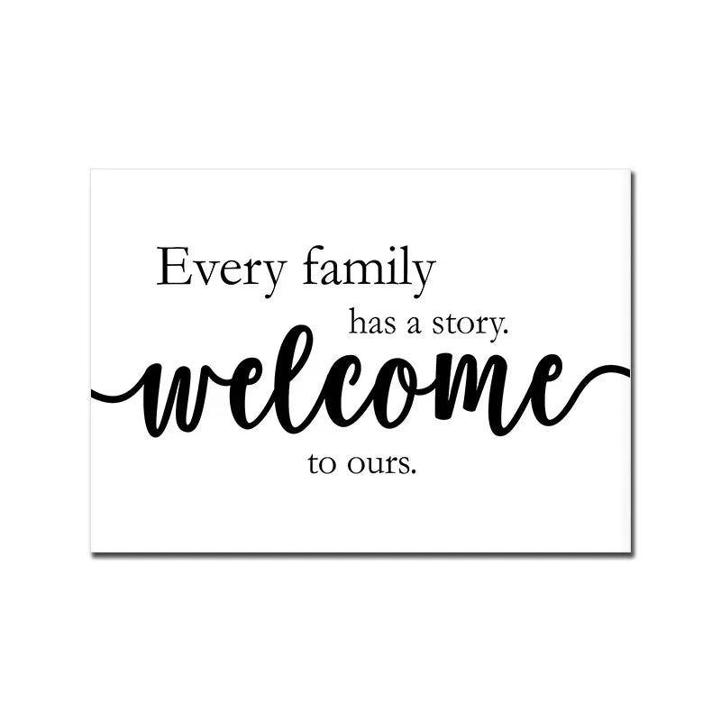 Welcome Canvas Wall Art White Poster Living Bedroom Decor 