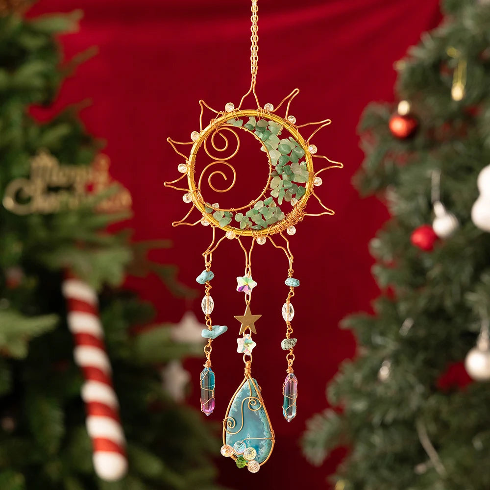 Crystal Wind Chime Suncatcher Balcony Patio Sun Moon Prism Home Hanging Prisma Garden Art Decorations 