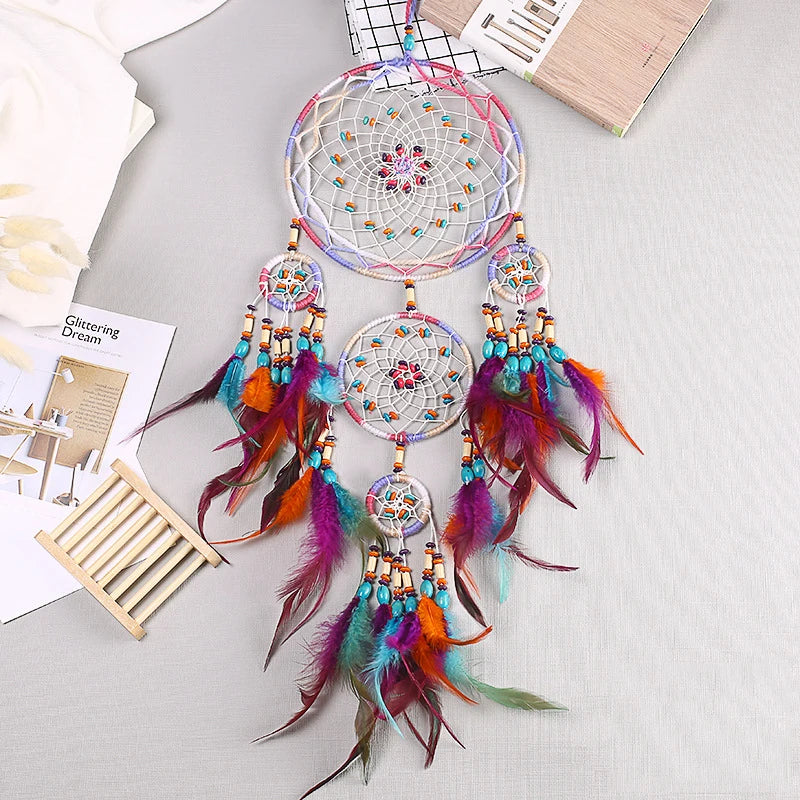 Multi-Color Five Ring Dream Catcher, Home Decoration, Wall Hanging 