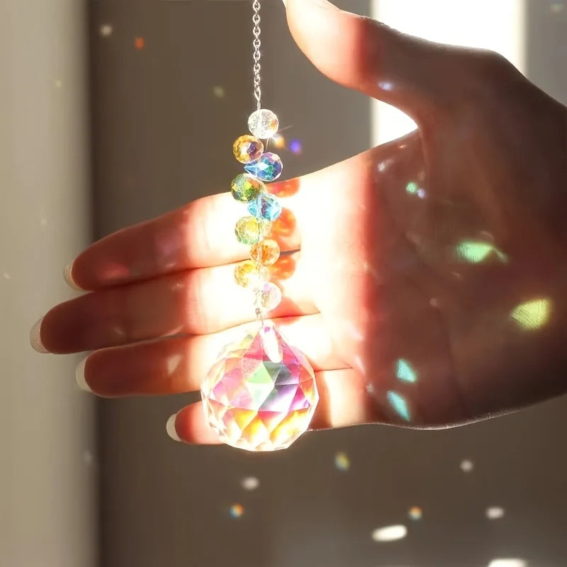 Crystal Ball Sun Catcher - Hanging Prism For Garden & Home Decor, Rainbow Pendant 