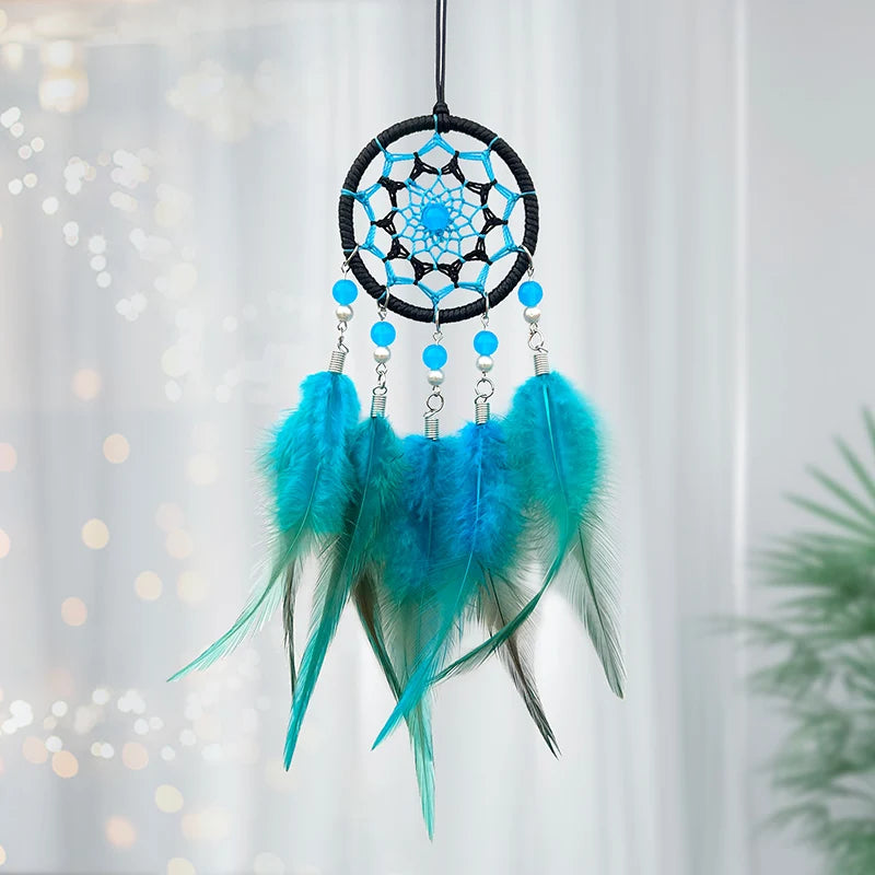 Blue or Orange Mini Dream Catcher Car Pendant Bedroom Wall Hanging Decor 